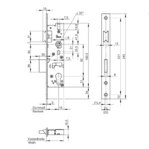 Wilka 1438 serrure pour profil étroit avec entraxe 92 - Têtière inox – Image 5