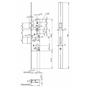 Wilka 1438 serrure à larder pour profil étroit | Avec longue têtière de rénovation 380 mm | Entraxe 92 mm – Image 3