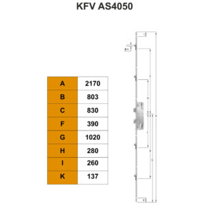 KFV AS 4050 serrure multipoint à 4 galets - Manœuvre à relevage de béquille – Image 2