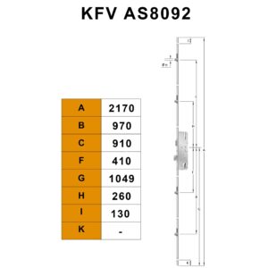 KFV AS 8092 serrure multipoints à 4 galets - À cylindre – Image 3