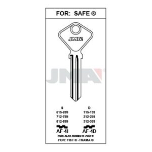 Ébauche de clé JMA AF-4D – vue groupée