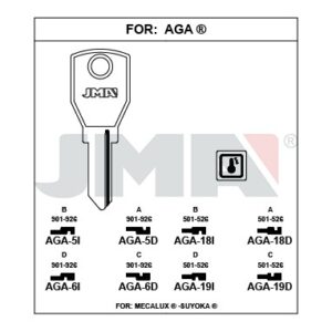 Ébauche de clé JMA AGA-6D – vue groupée