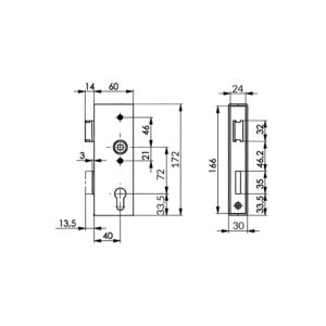 AMF 143U serrure de portail sans boîtier | Axe réduit de 40 mm – Image 2
