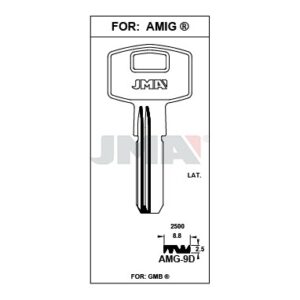 Ébauche de clé JMA AMG-9D – vue groupée