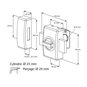 Abus CLK CB40 | Verrou de porte en applique | Bouton à l'intérieur et cylindre à l'extérieur – Image 3