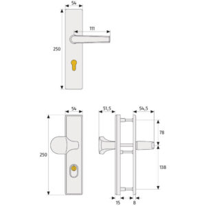 Abus | Garniture de sécurité anti-effraction avec protection du cylindre | Tirage/béquille | PC 72 mm – Image 4