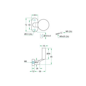 Artitec | Bouton plat coudé sur rosace ovale | Inox mat | Classe 3/4 (EN 1906) – Image 2