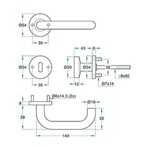 Artitec Cecil KL4 | Bouton-béquille sur rosace | Inox mat Classe 4 – Image 2