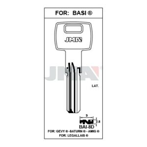 Ébauche de clé JMA BAI-8D – vue groupée