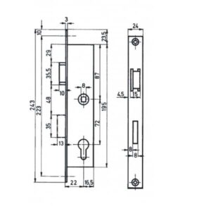 Bever 1004 72 serrure pour profil étroit avec entraxe 72 – Image 4