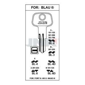 Ébauche de clé JMA BL-6 – vue groupée