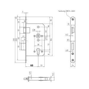 BMH 3PZW serrure usage intensif pour cylindre | Classe 3 | Entraxe 72 et axe 60 – Image 3
