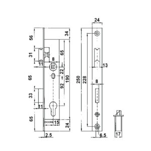 Bever 6527 serrure pour profil étroit avec entraxe 92 – Image 4