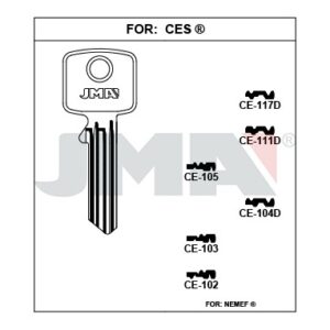 Ébauche de clé JMA CE-117D – vue groupée