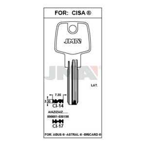 Ébauche de clé JMA CI-17 – vue groupée