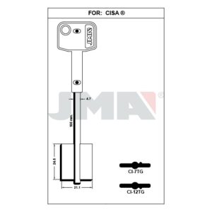 Ébauche de clé JMA CI-7TG – vue groupée