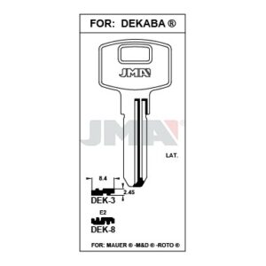 Ébauche de clé JMA DEK-8 – vue groupée