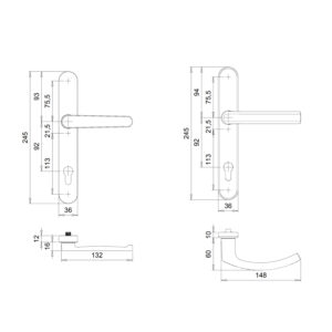 Dieckmann Kronos D2000 R9 | Garniture de sécurité | Entraxe 92 mm | Béquille plate type volet roulant – Image 4