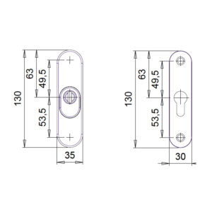 Dieckmann D7043 | Rosace de sécurité étroite | Protection anti-arrachement | Longueur 130 mm – Image 2