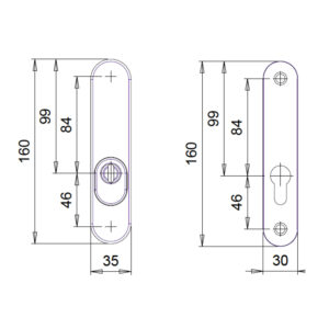 Dieckmann D7044 | Rosace de sécurité étroite | Protection anti-arrachement | Longueur 160 mm – Image 2