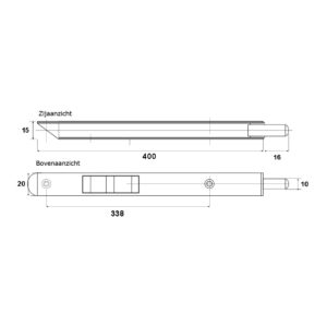 Dulimex type 896 | Verrou à bascule | 400x20 mm | Argent – Image 2