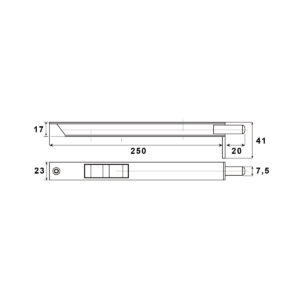 Dulimex KSB-25023BV | Verrou à bascule | Modèle ouvert | 250x23 mm | Argent – Image 2