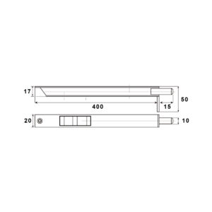 Dulimex KSB-40020SS | Verrou à bascule | Modèle ouvert | 400x20 mm | Inox – Image 2