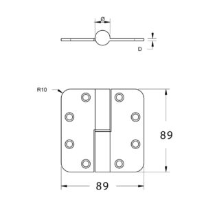 Dulimex | Paumelle à bille | 89 x 89 mm | Anti-effraction | Inox – Image 2