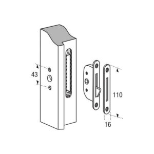 Ferco | Gâche pour fermeture de fenêtre | 16 x 110 mm acier zingué – Image 2