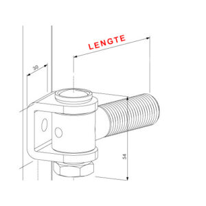 Locinox G90LR charnière à 90° anti-dégondage avec écrou de réglage | Acier zingué | M20 – Image 3