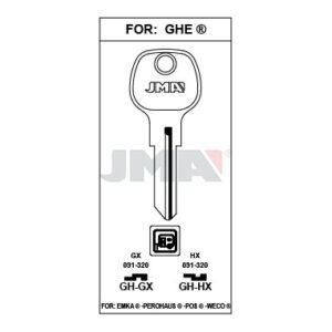 Ébauche de clé JMA GH-GX – vue groupée
