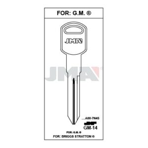 Ébauche de clé JMA GM-14 – vue groupée