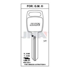 Ébauche de clé JMA GM-21 – vue groupée