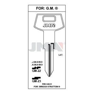 Ébauche de clé JMA GM-23 – vue groupée