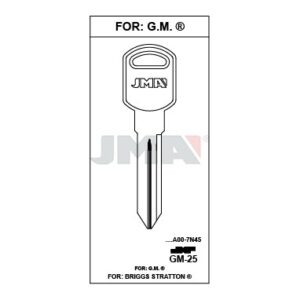 Ébauche de clé JMA GM-25 – vue groupée