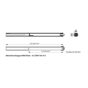 GU MNK 8642 | Clapet d'entraînement pour porte à 2 vantaux | 215-285-355 mm | Argent – Image 3