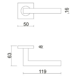 HDD Kubic Shape 16mm | Poignée de porte sur rosace carrée | Blanc structuré mat – Image 5