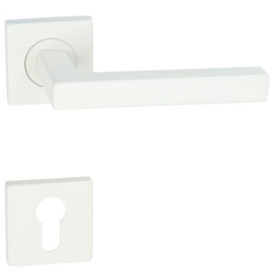 HDD Kubic Shape 16mm | Poignée de porte sur rosace carrée | Blanc structuré mat – Image 3