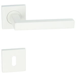 HDD Kubic Shape 16mm | Poignée de porte sur rosace carrée | Blanc structuré mat – Image 2