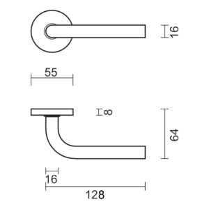 HDD L Shape 16mm | Poignée de porte sur rosace ronde | Bronze mat – Image 5
