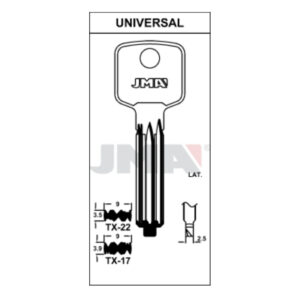 Ébauche de clé JMA TX-22 – vue groupée