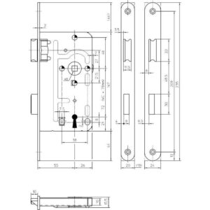 KFV 104 serrure à gorges pour portes en bois - Têtière bouts ronds – Image 3