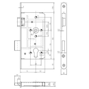 KFV 113 PZW serrure à cylindre pour portes en bois - Entraxe 72 mm – Image 5