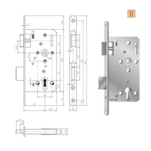KFV 115 1/2 serrure à larder pour cylindre - Têtière bouts ronds – Image 3