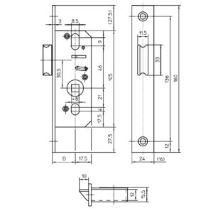KFV 68 serrure bec-de-cane | Têtière en acier zingué ou inox – Image 2