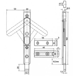 KFV 8033/31 | Verrou pour vantail semi-fixe à levier | En 3 parties | 160 mm – Image 2