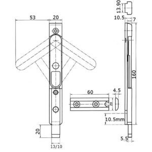 KFV 8036 | Verrou pour vantail semi-fixe à levier | 160 mm – Image 2