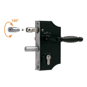 Locinox LAKY serrure ornementale style fer forgé | Noir | Pour profil carré de 40 à 50 mm – Image 4