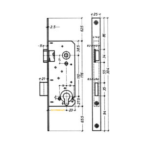 Litto A2609 serrure à cylindre pour portes en bois avec entraxe 110 | Têtière longue – Image 2