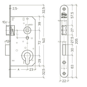 Litto A2656 serrure à cylindre pour portes en bois avec entraxe 72 – Image 2